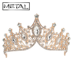 Kovová čelenka s korunou, ružovo-zlatý vzhľad